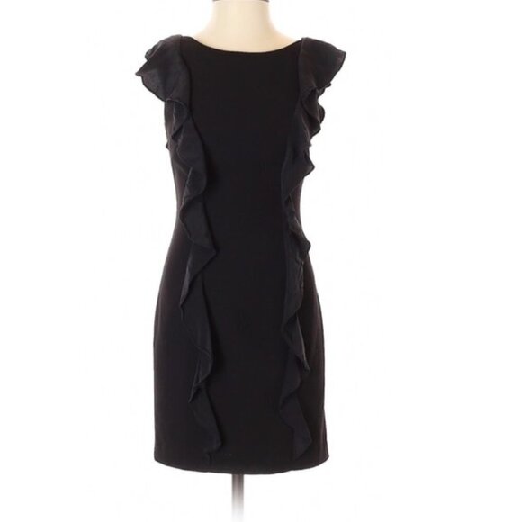 Black Halo Dresses & Skirts - BLACK HALO Jackie Midi Ruffled Sheath Dress Ruffle